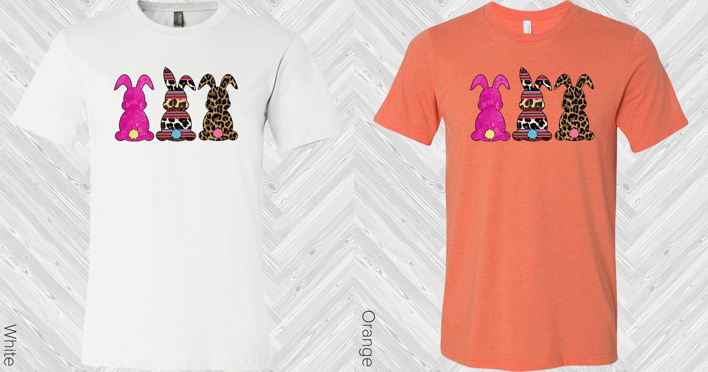 Pink Serape Leopard Bunnies Graphic Tee Graphic Tee