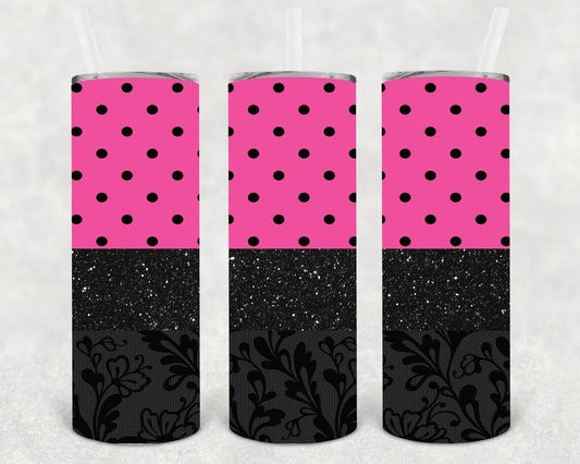 Pink And Black 20 Oz Skinny Tumbler
