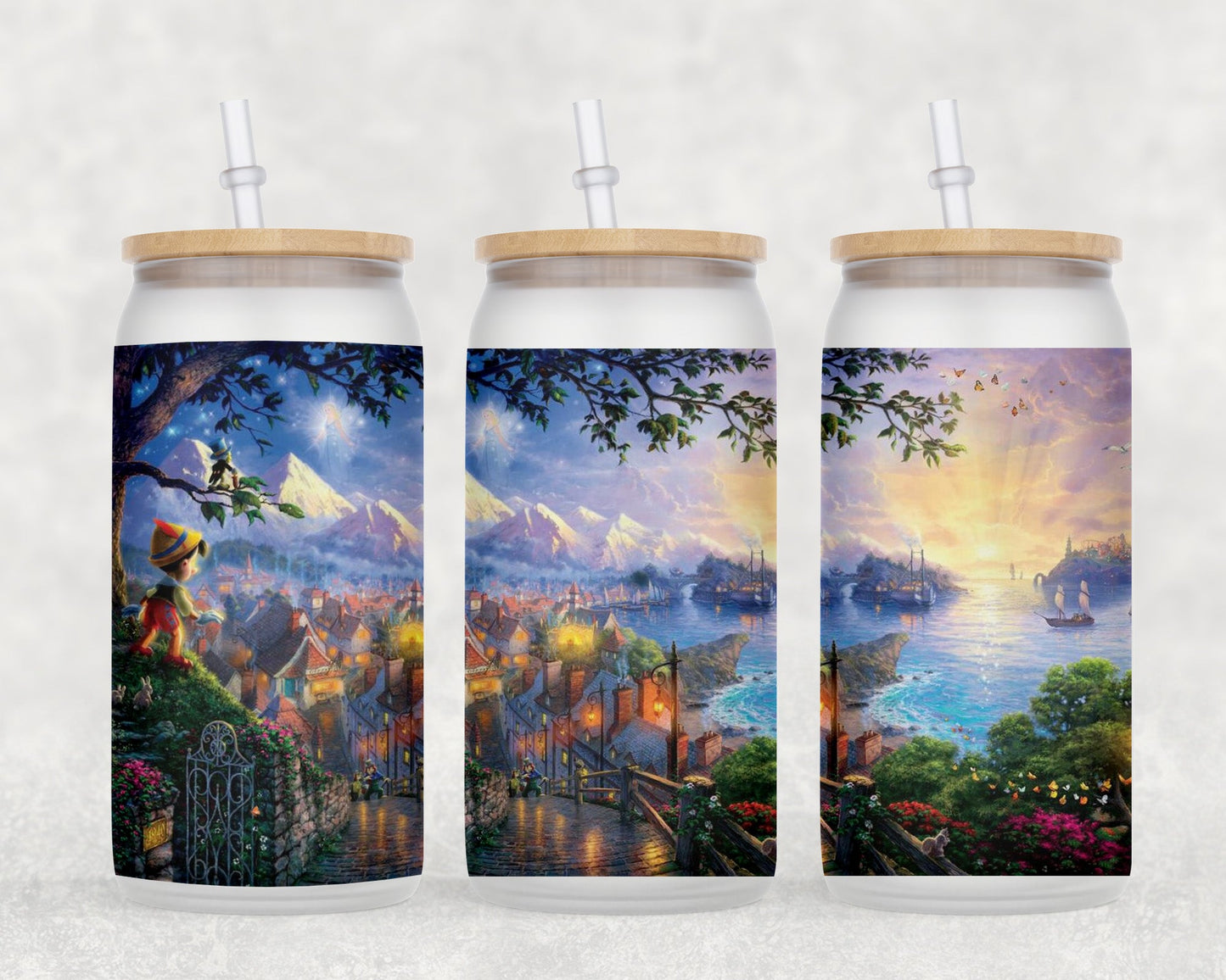 Pinnochio 16 Oz Glass Can Coffee Mug