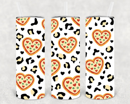 Pizza Heart Leopard 20 Oz Skinny Tumbler