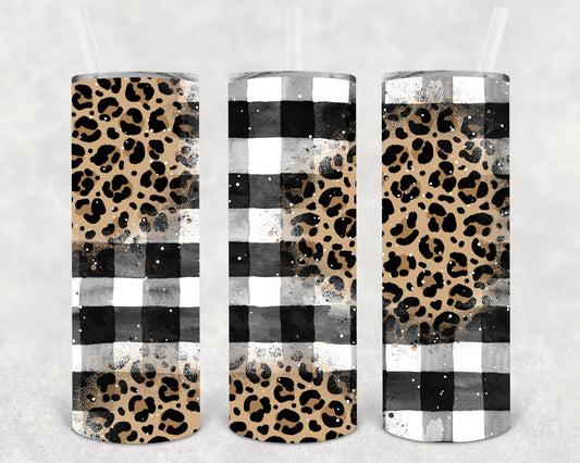 Plaid Leopard 20 Oz Skinny Tumbler