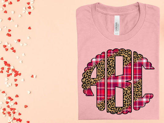 Plaid Leopard Monogram Graphic Tee Graphic Tee