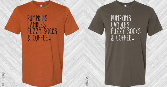Pumpkins Candles Fuzzy Socks & Coffee Graphic Tee Graphic Tee
