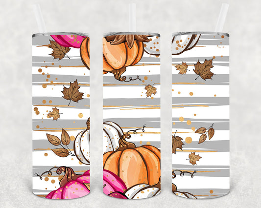 Pumpkins And Stripes 20 Oz Skinny Tumbler