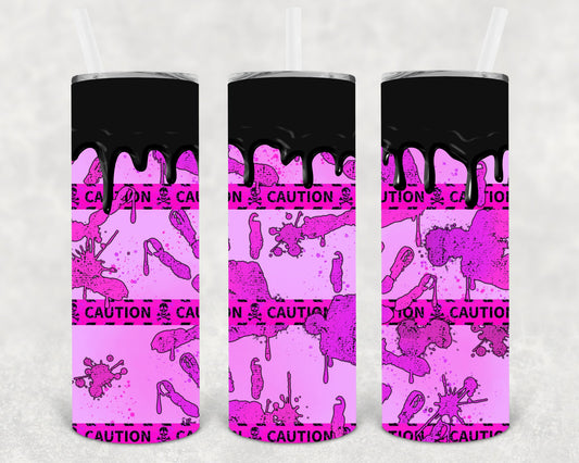 Purple Caution 20 Oz Skinny Tumbler