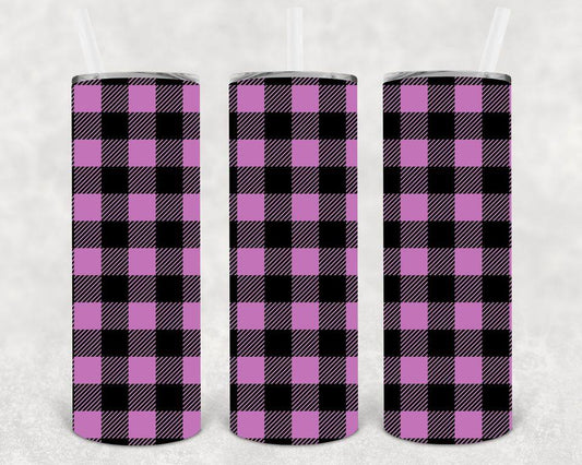 Purple Plaid 20 Oz Skinny Tumbler