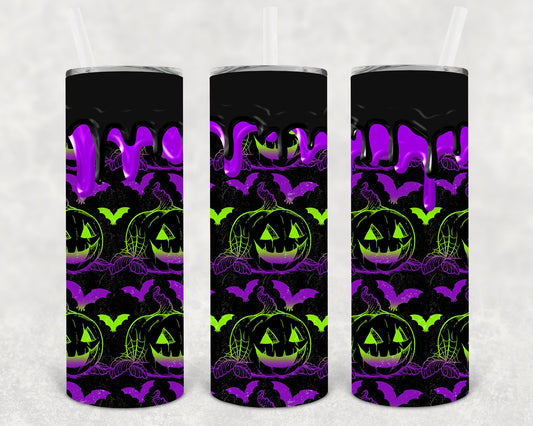 Purple And Green Pumpkins 20 Oz Skinny Tumbler