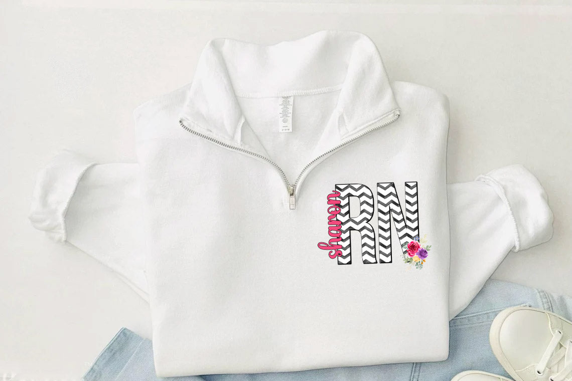 Floral Chevron Medical Quarter Zip