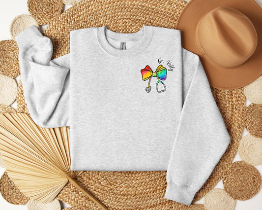 Rainbow Stethoscope Bow Graphic Tee