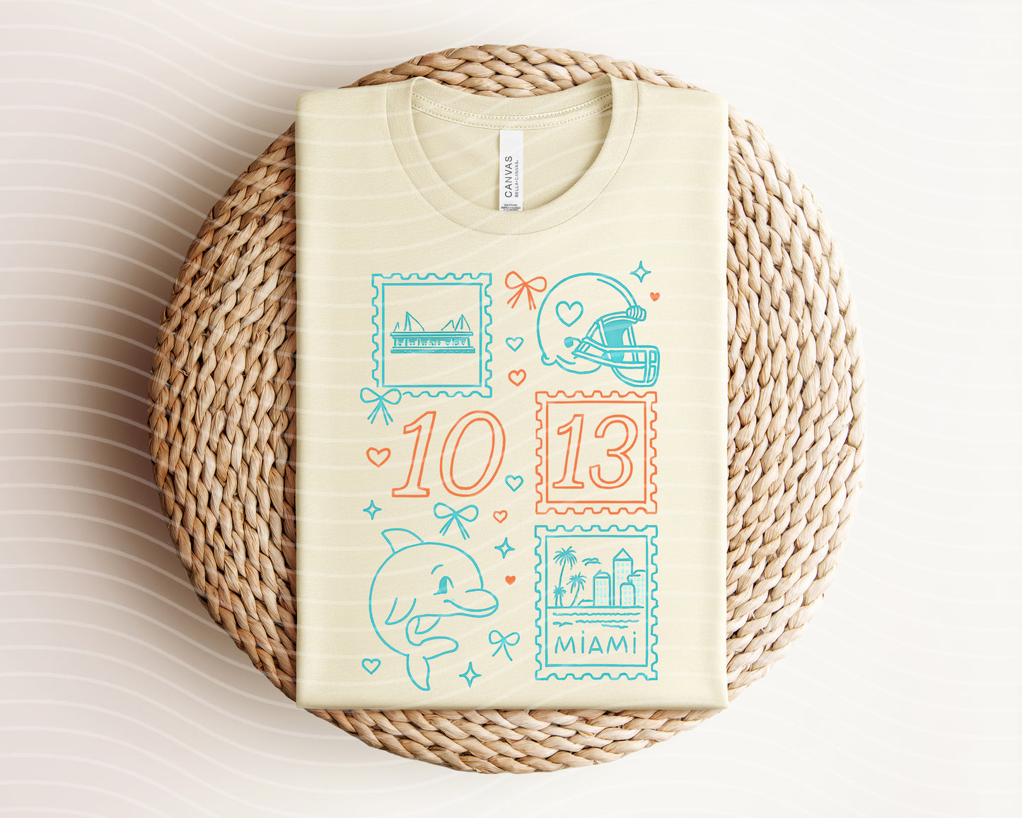 Dolphins Coquette Stamps Graphic Tee