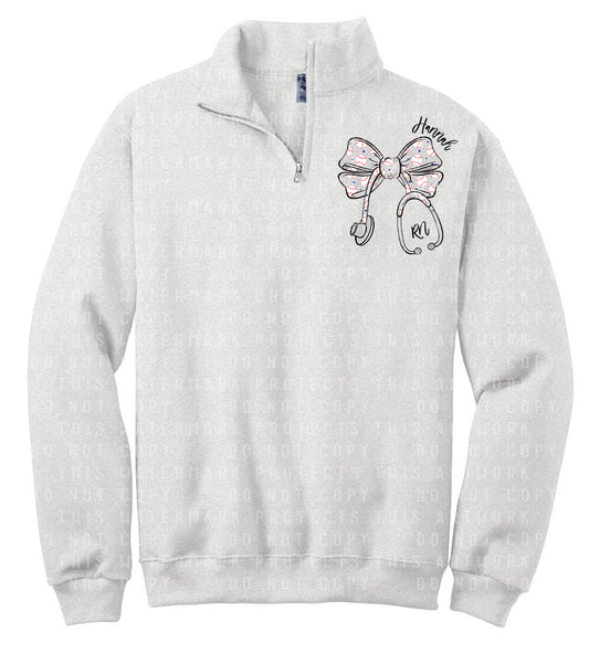 Baseball Stethoscope Bow Quarter Zip