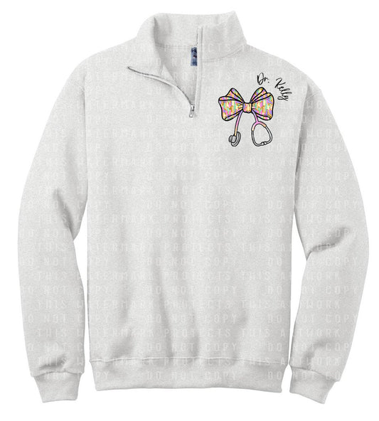 Bright Paint Strokes Bow Stethoscope Quarter Zip