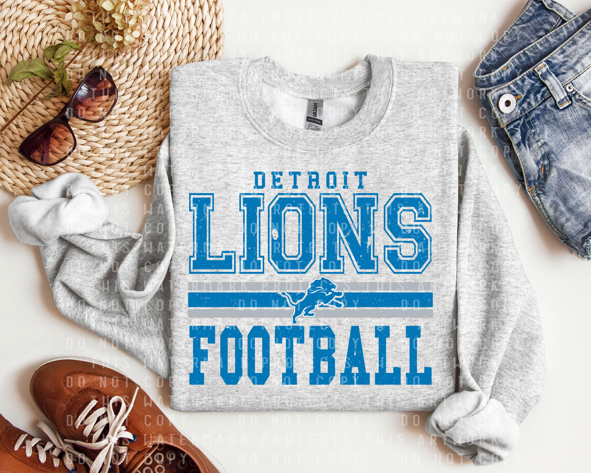 Lions Football Distressed Graphic Tee
