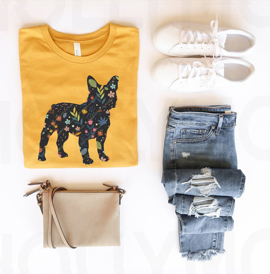 Floral Frenchie Graphic Tee