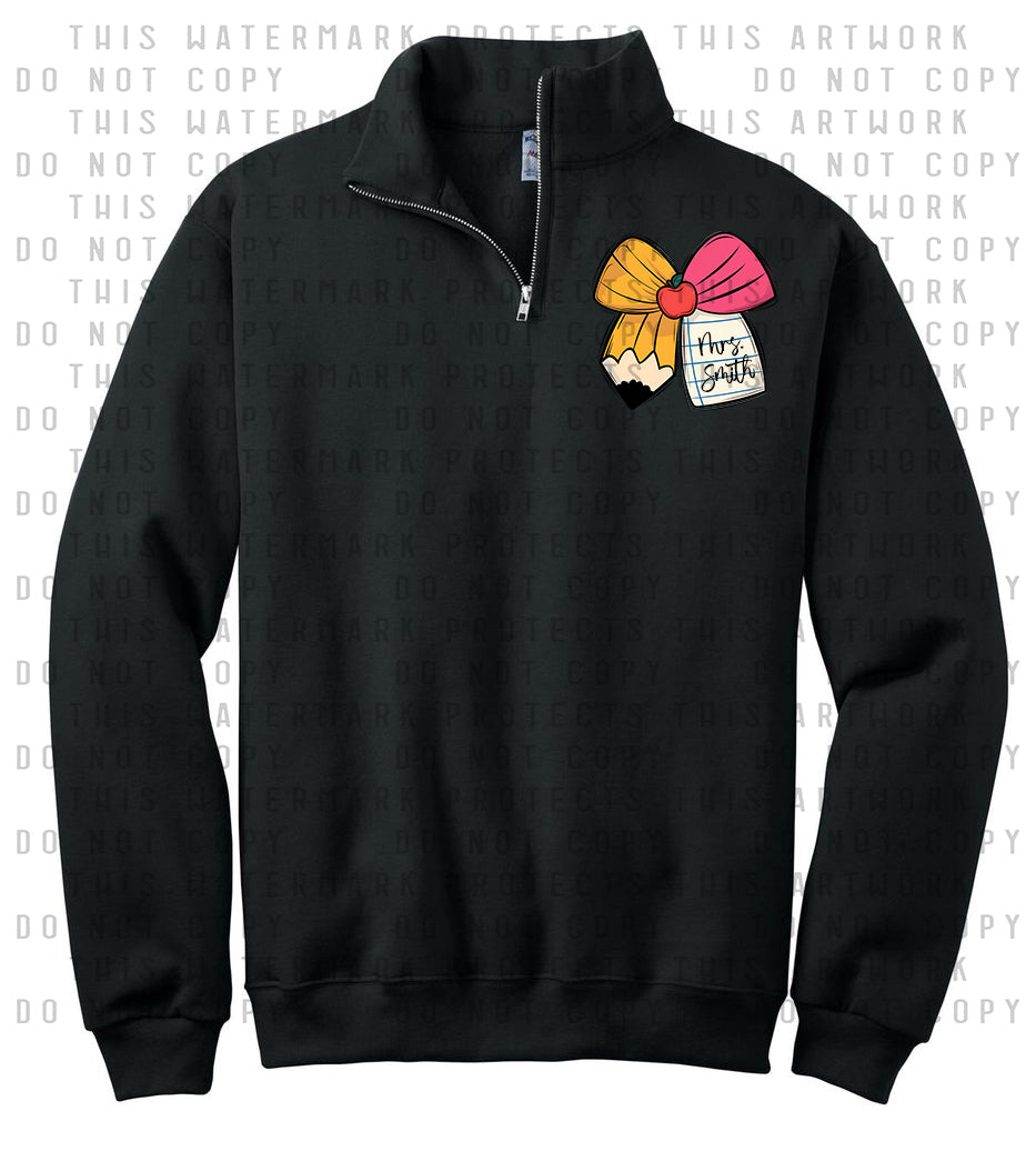 Teacher Bow Quarter Zip