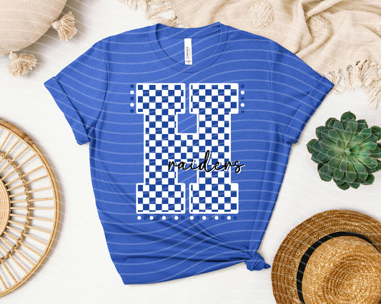 Spirit Wear Checkered Letter Graphic Tee