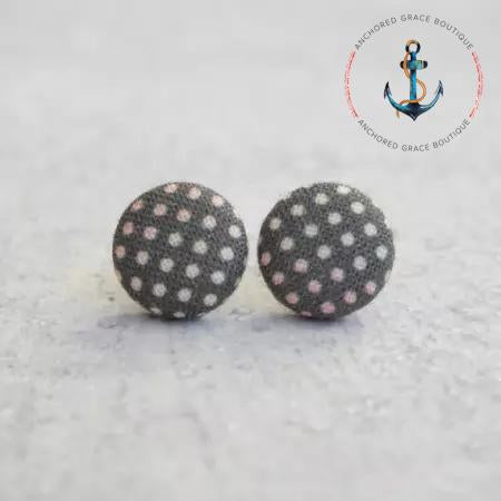 Party Dots Fabric Button Earrings