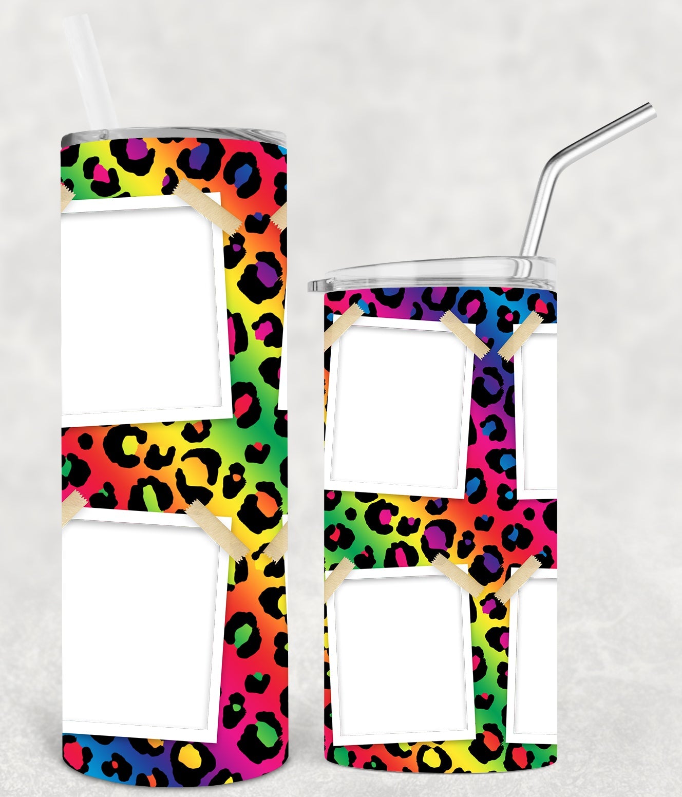 Rainbow Leopard Frame 20 Oz Skinny Tumbler