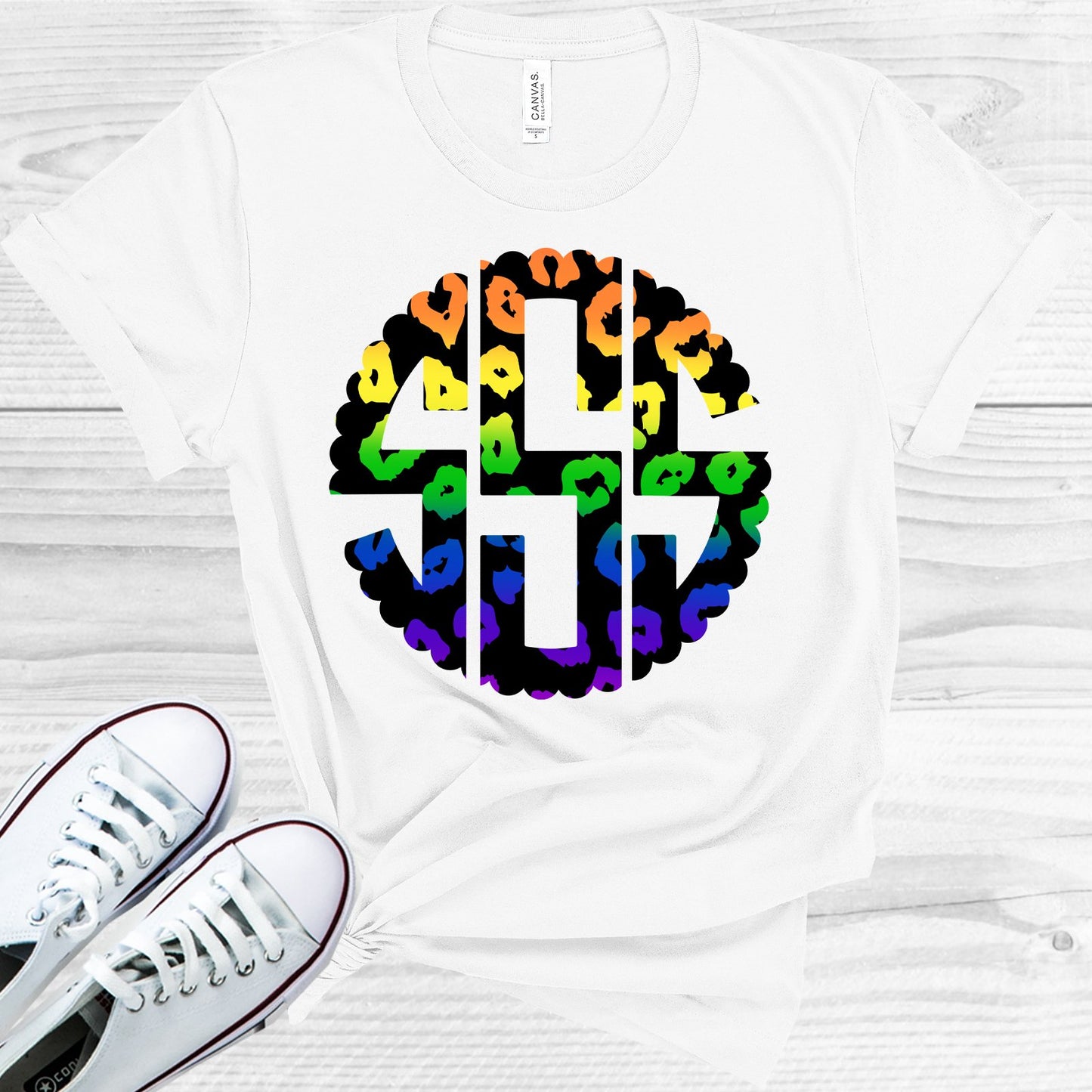 Rainbow Leopard Monogram Graphic Tee Graphic Tee