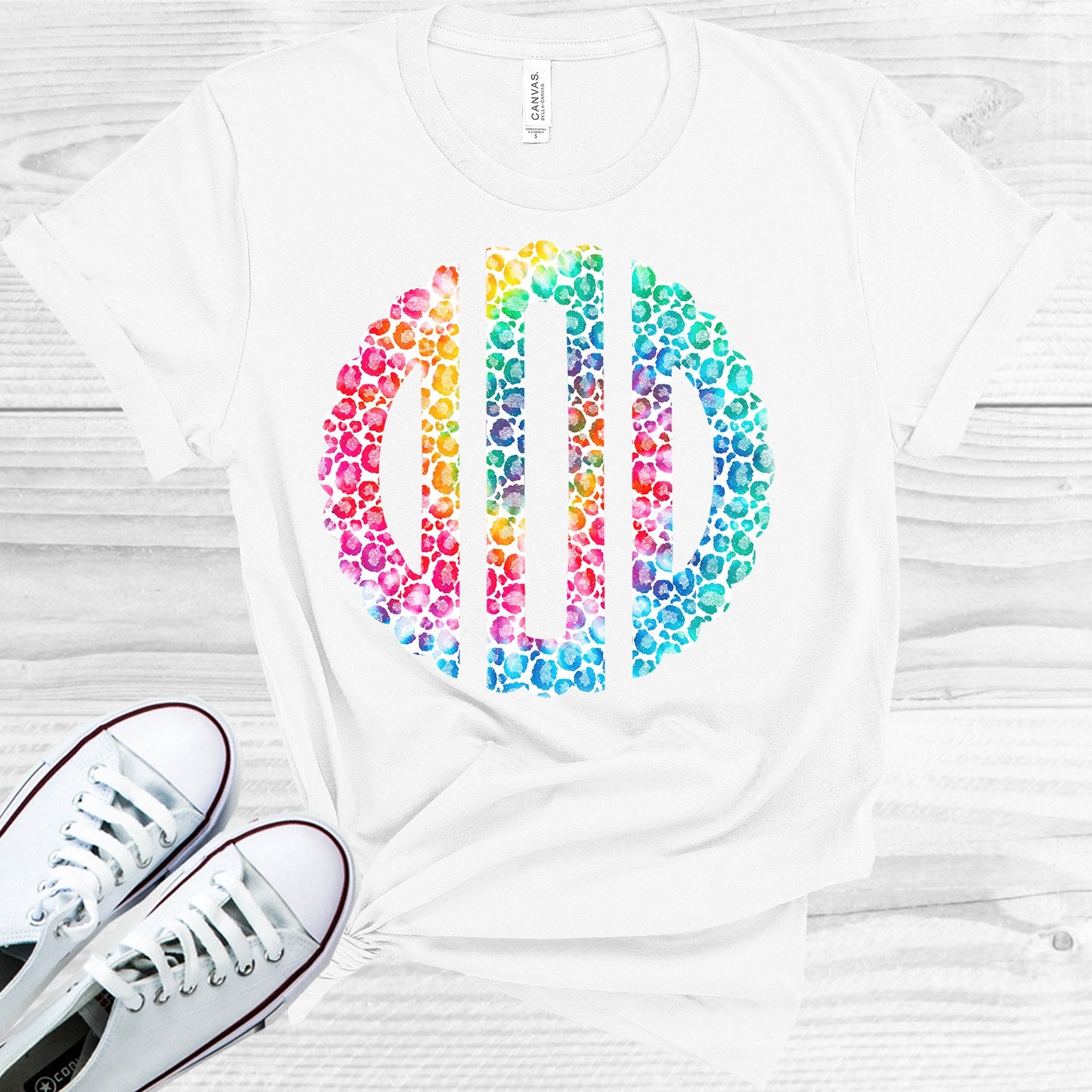 Rainbow Leopard Monogram Graphic Tee Graphic Tee