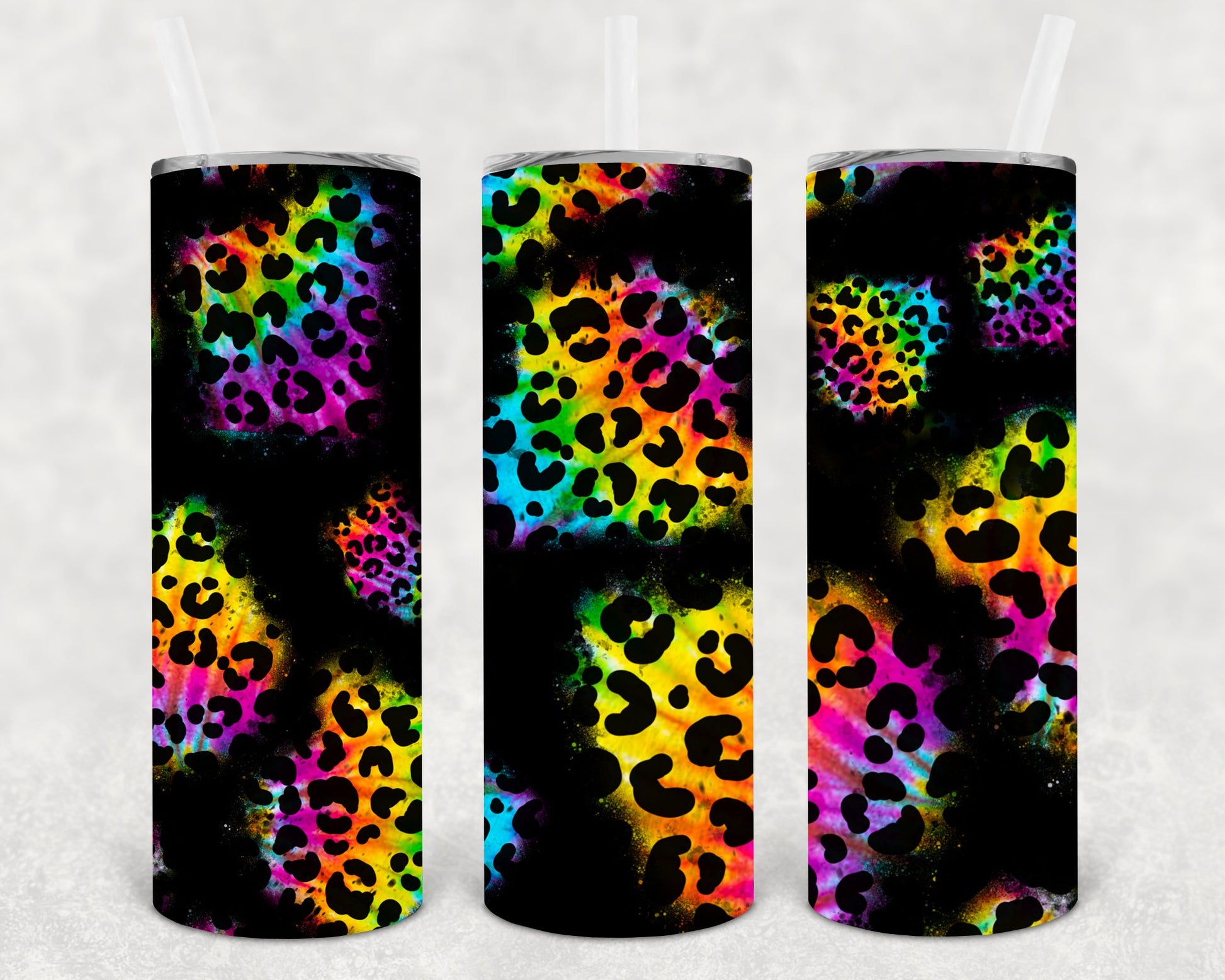 Rainbow Leopard 20 Oz Skinny Tumbler