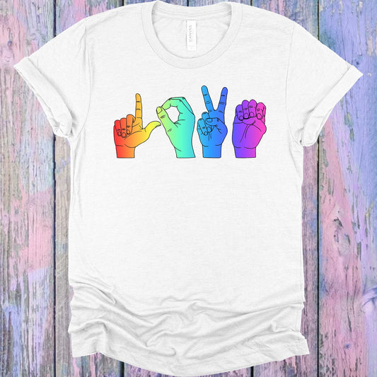 Rainbow Love Sign Language Graphic Tee Graphic Tee