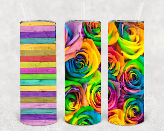 Rainbow Roses 20 Oz Skinny Tumbler