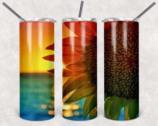 Rainbow Sunflower 20 Oz Skinny Tumbler