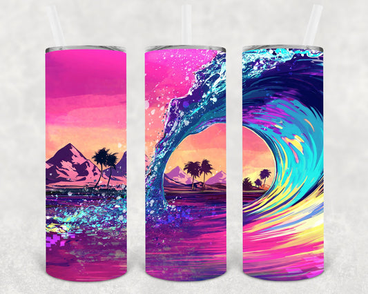 Rainbow Wave 20 Oz Skinny Tumbler