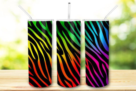 Rainbow Zebra 20 Oz Skinny Tumbler