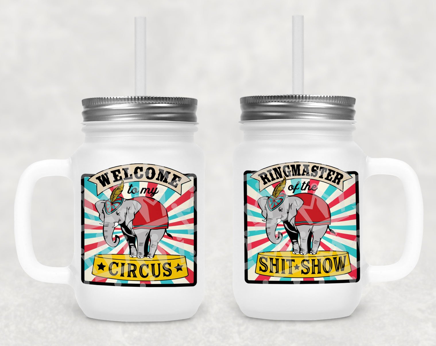 Ringmaster Circus Frosted Mason Jar