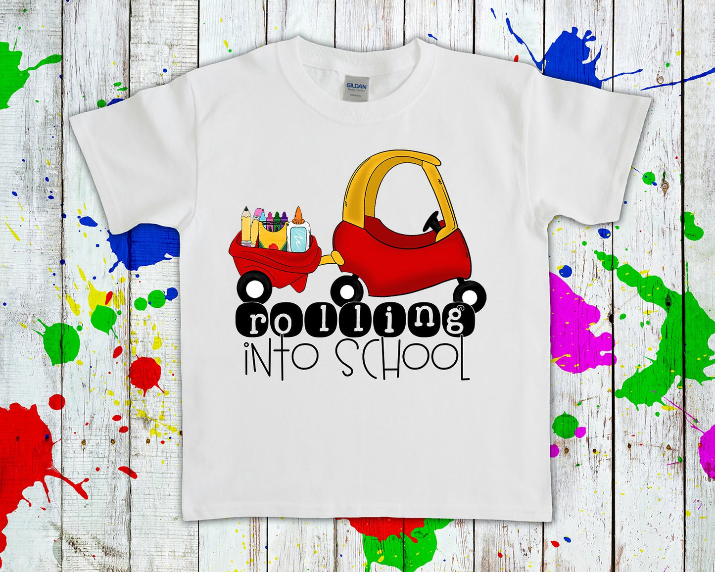 Rolling Into School (Red) Graphic Tee Graphic Tee
