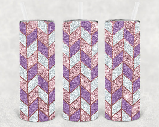 Rose Gold And Purple Chevron 20 Oz Skinny Tumbler