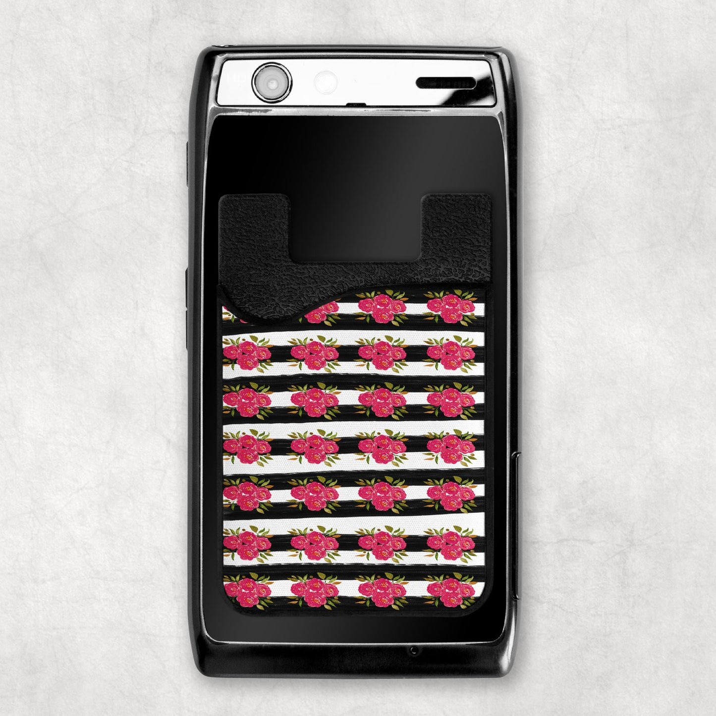 Roses And Stripes Card Caddy Phone Wallet