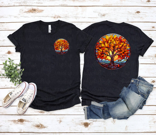 Fall Tree Stained Glass Graphic Tee