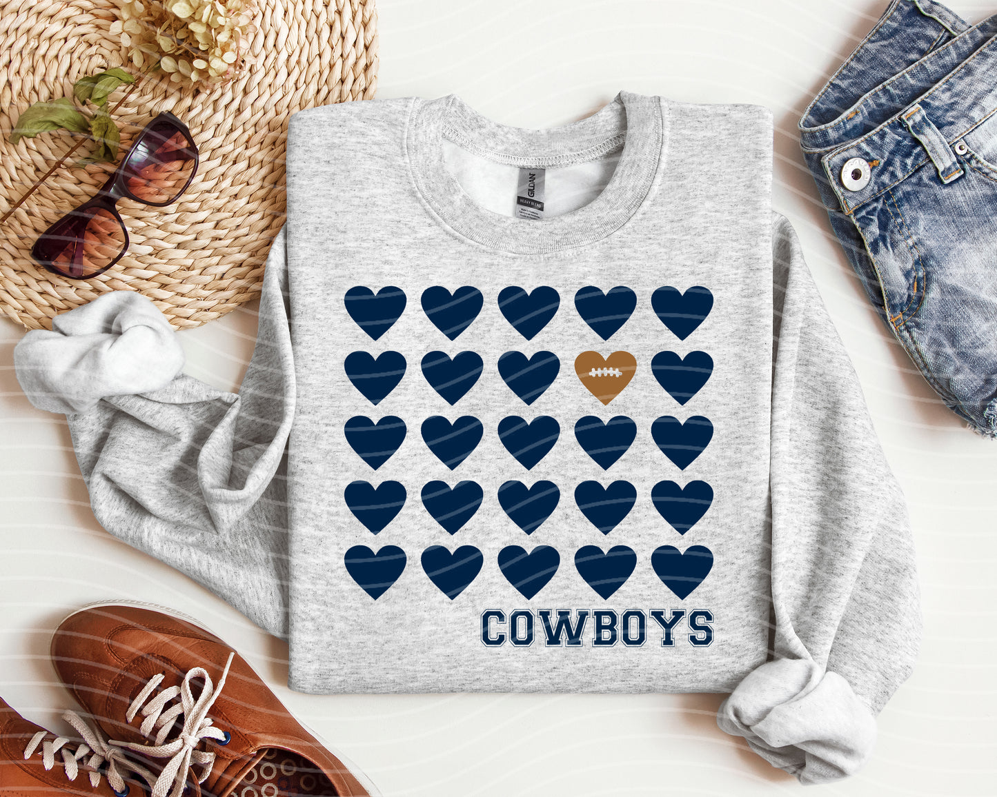 Dallas Football Hearts Graphic Tee