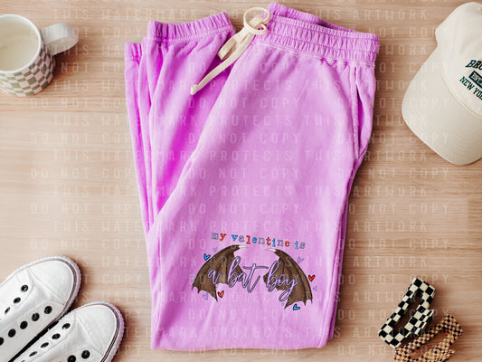 My Valentine is a Bat Boy Sweatpants