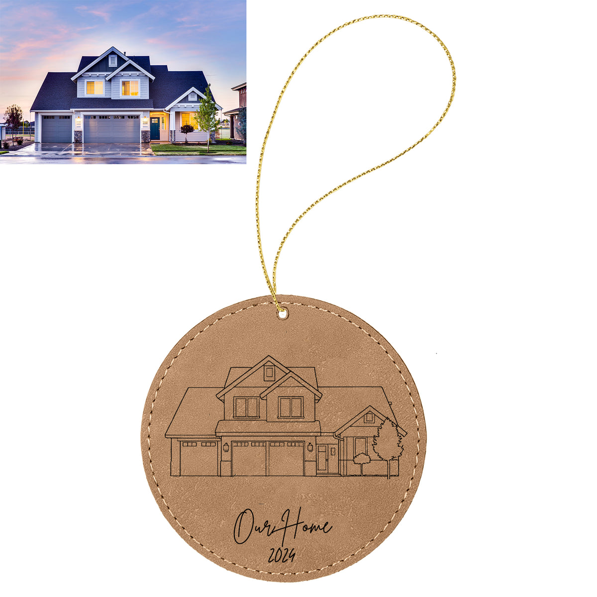 Line Art Home Engraved Ornament