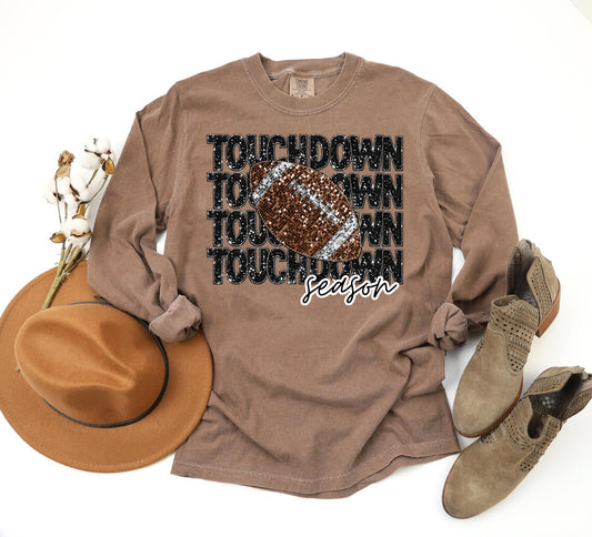 Touchdown Season Faux Glitter Graphic Tee