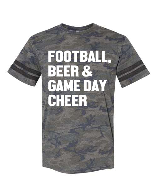 Football Beer & Game Day Cheer Graphic Tee