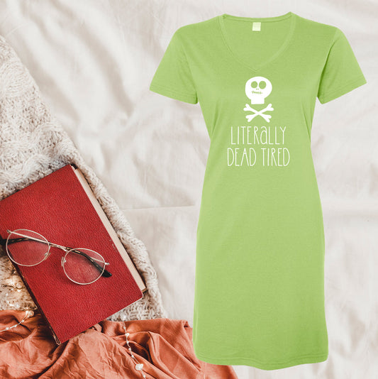 Literally Dead Tired Dress Coverup Graphic Tee