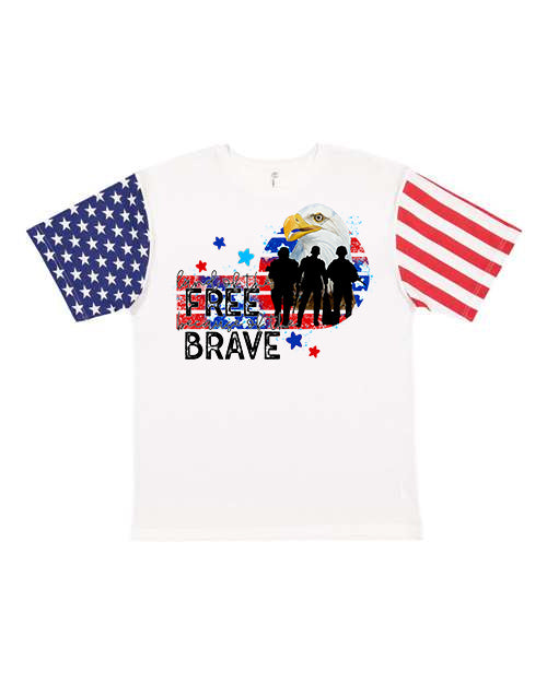 Home of the Free Because of the Brave Stars and Stripes Sleeved Graphic Tee