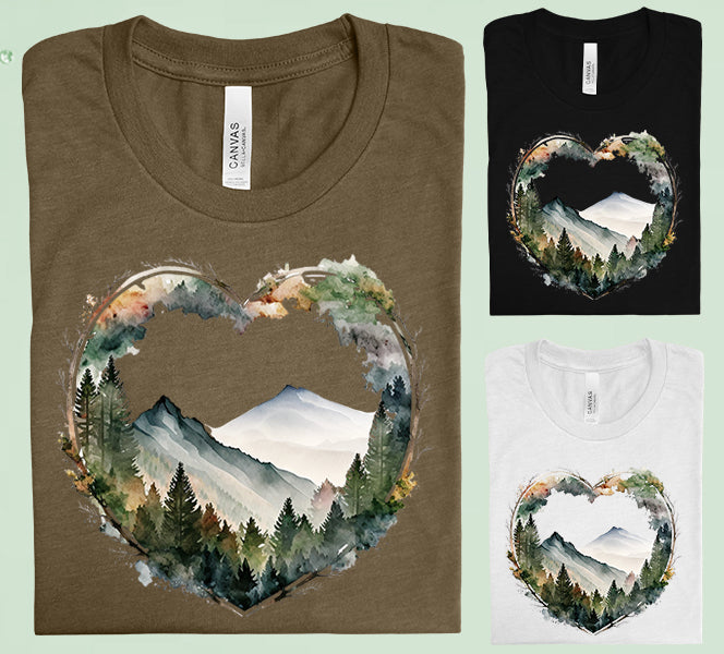 Mountains Heart Graphic Tee Graphic Tee