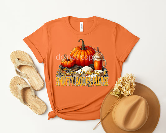 Autumn Leaves & Smutty Books Please Graphic Tee