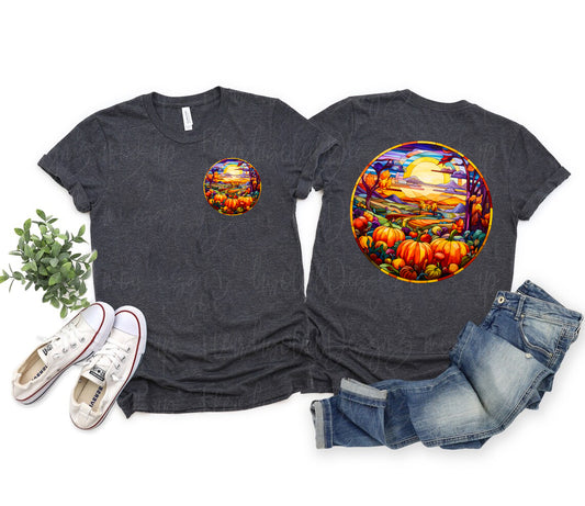 Fall Pumpkins Stained Glass Graphic Tee