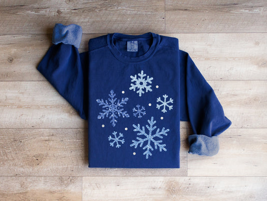 Faux Glitter Snowflakes Graphic Tee
