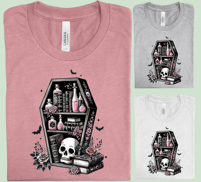 Coffin Bookshelf Graphic Tee