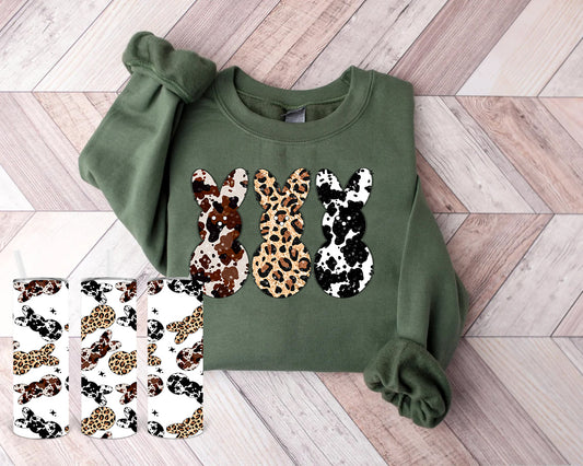 Cow and Leopard Bunnies Graphic Tee
