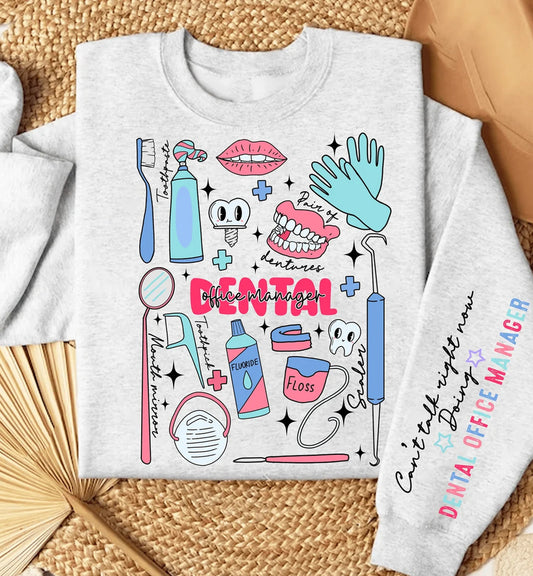 Can't Talk Right Now Doing Dental Office Manager Stuff Graphic Tee