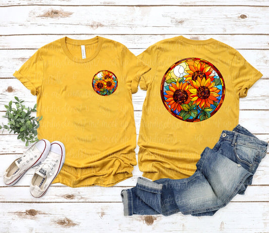 Fall Sunflowers Stained Glass Graphic Tee